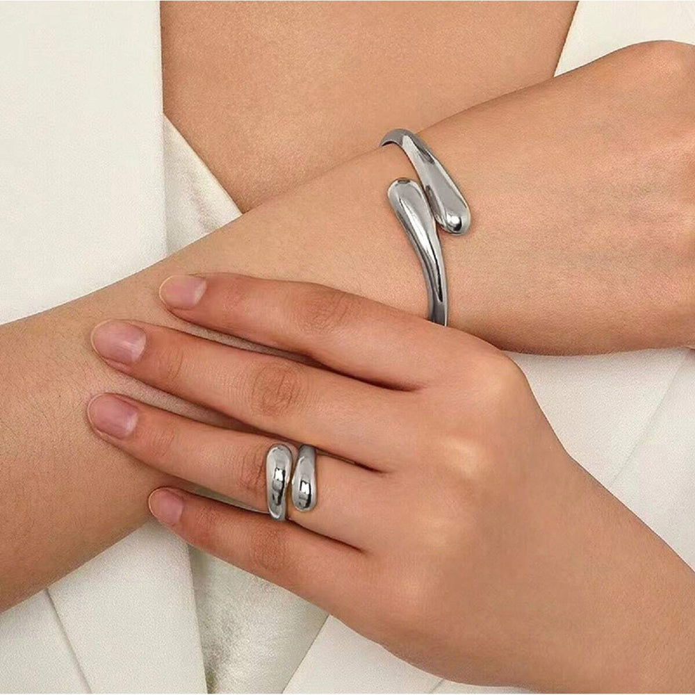 Adjustable Open Bracelet and Ring Jewellery Set.