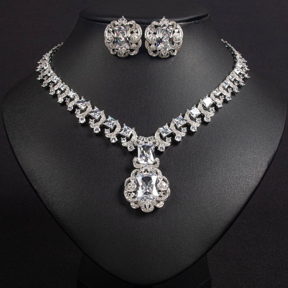 Vintage Zircon Necklace and Earring Set