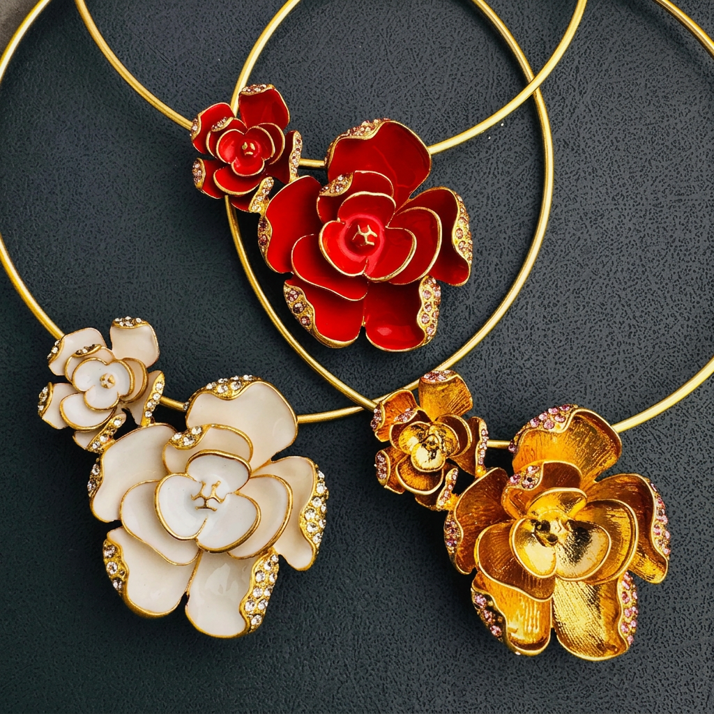 Flower necklaces close-up without text