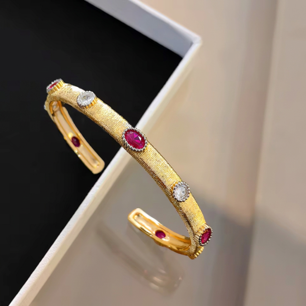18K Gold Plated Luxury Bracelet and Ring Exquisite Cuff Bangle Antique Jewelry