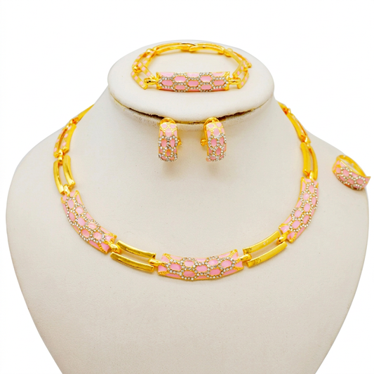 Pink jewellery set, logo removed