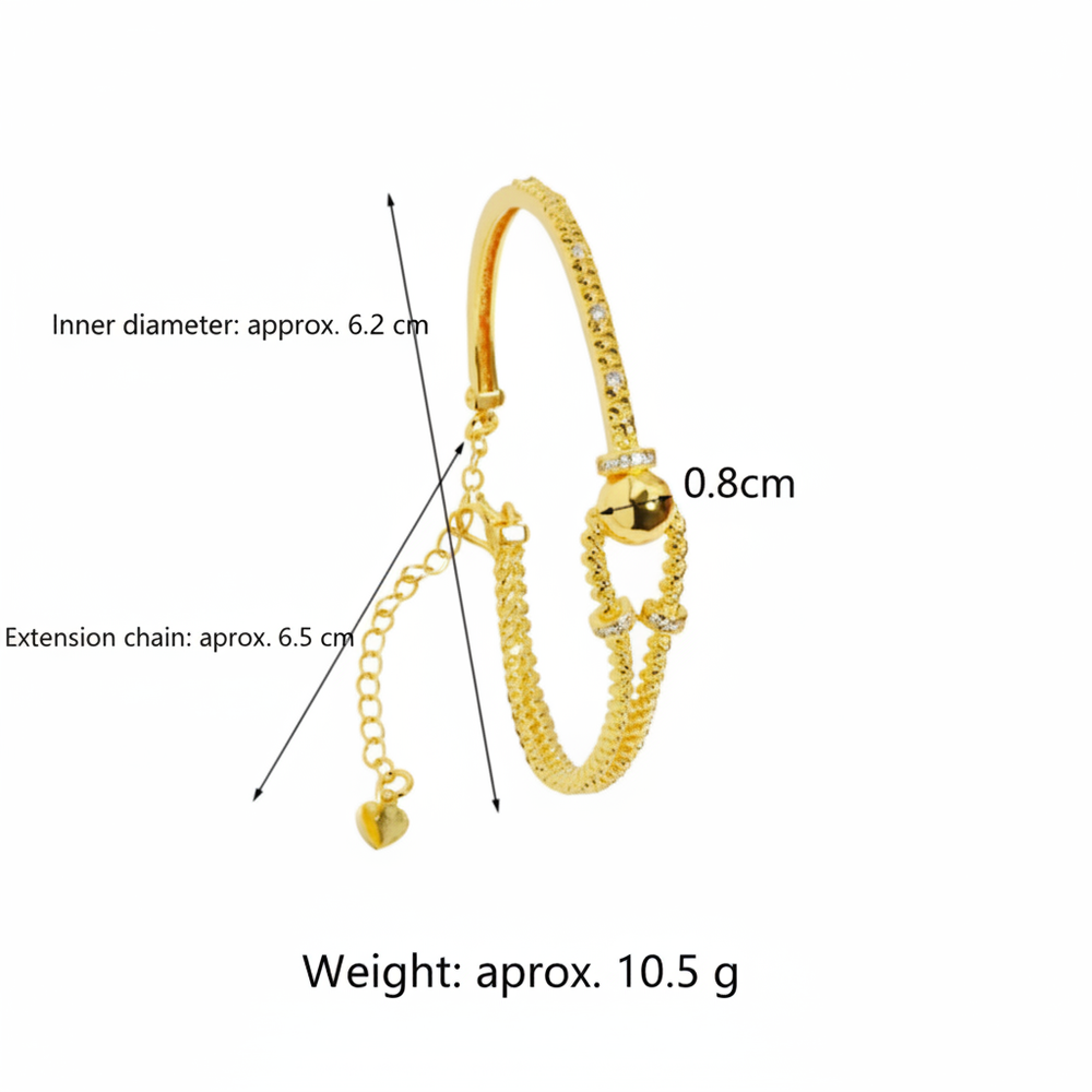 New 9999 gold bracelet light luxury simple diamond inlay line 24K real gold opening bracelet.