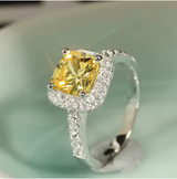 Elegant Yellow Cubic Zirconia Women Rings Luxury Lady's New Accessories Bright Jewellery.