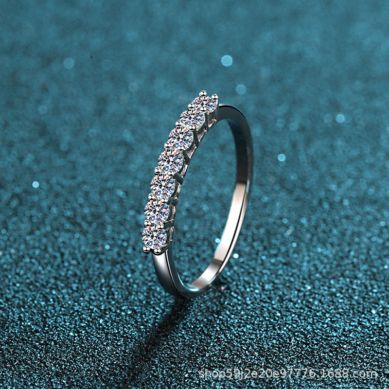 Xindeyi S925 Sterling Silver Ring for Women, Moissanite Stacking Ring, 70-Point Princess Cut Moissanite Ring, Tail Ring, Direct from Manufacturer