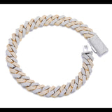 Men's Cuban Chain Zircon Necklace and Bracelet jewellery set.