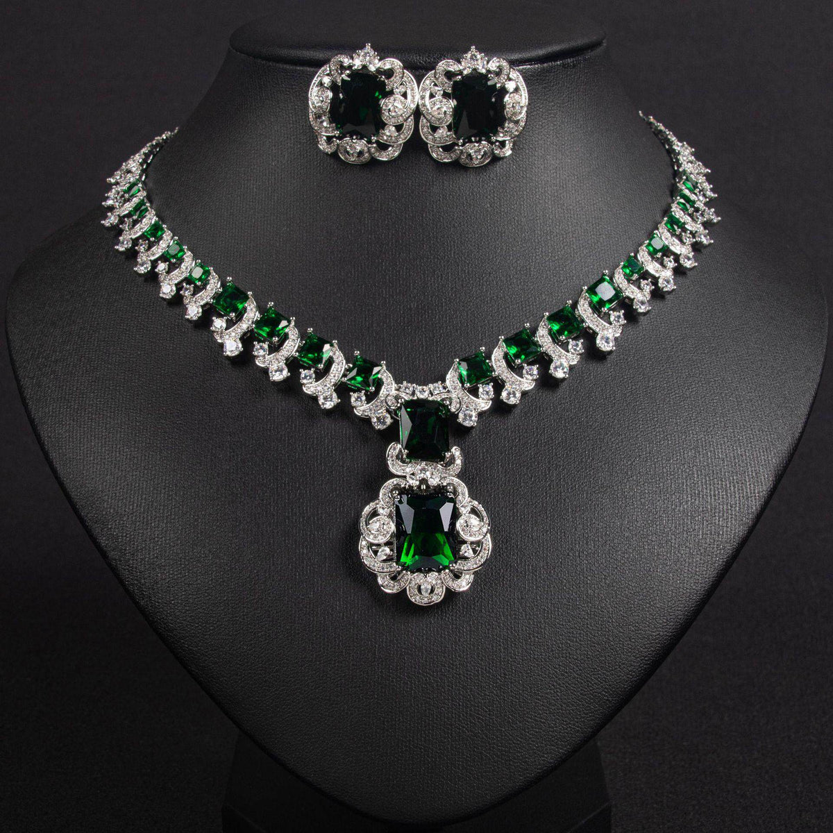 Vintage Zircon Necklace and Earring Set