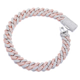 Men's Cuban Chain Zircon Necklace and Bracelet jewellery set.