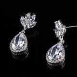 European and American dinner style necklace all copper clip zircon necklace earrings suit super flash can not drop drill