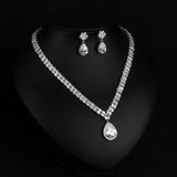 European and American dinner style necklace all copper clip zircon necklace earrings suit super flash can not drop drill