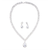 European and American dinner style necklace all copper clip zircon necklace earrings suit super flash can not drop drill
