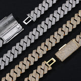 Men's Cuban Chain Zircon Necklace and Bracelet jewellery set.