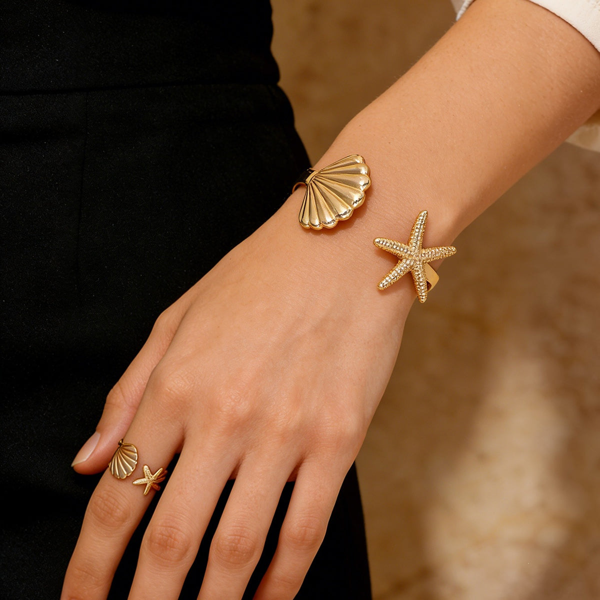 Adjustable Open Bracelet and Ring Jewellery Set.