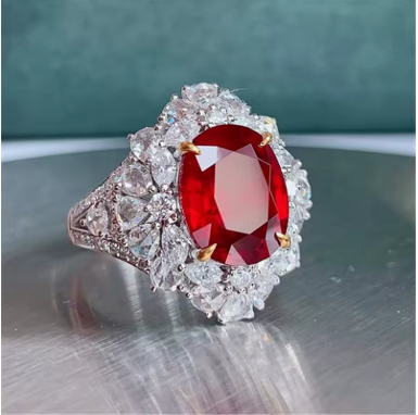 Classic and gorgeous ruby Female Ring Beautiful light luxury art rings  silver 925 jewellery.