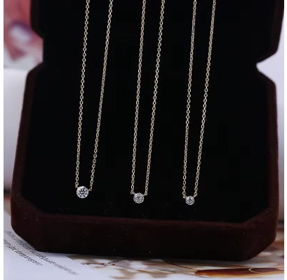 Mini 5mm/4mm D Moissanite Real 925 Sterling Silver  Pendant Necklace  Clavicle.
