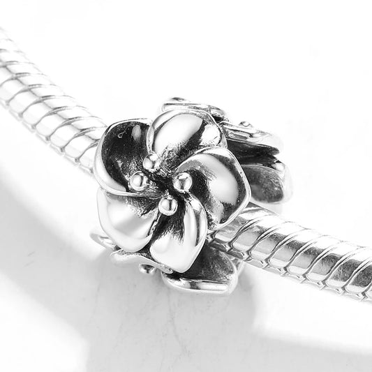 925 Sterling Silver Orchid Flowers Beads Charms Fit Original Fine Bracelets Bangles Jewelry Making