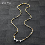 Men's Twisted Neck Rope Chain Stainless Steel Necklace for Women Punk Boy Silver and Gold Color Metal Jewelry Accessories Choker