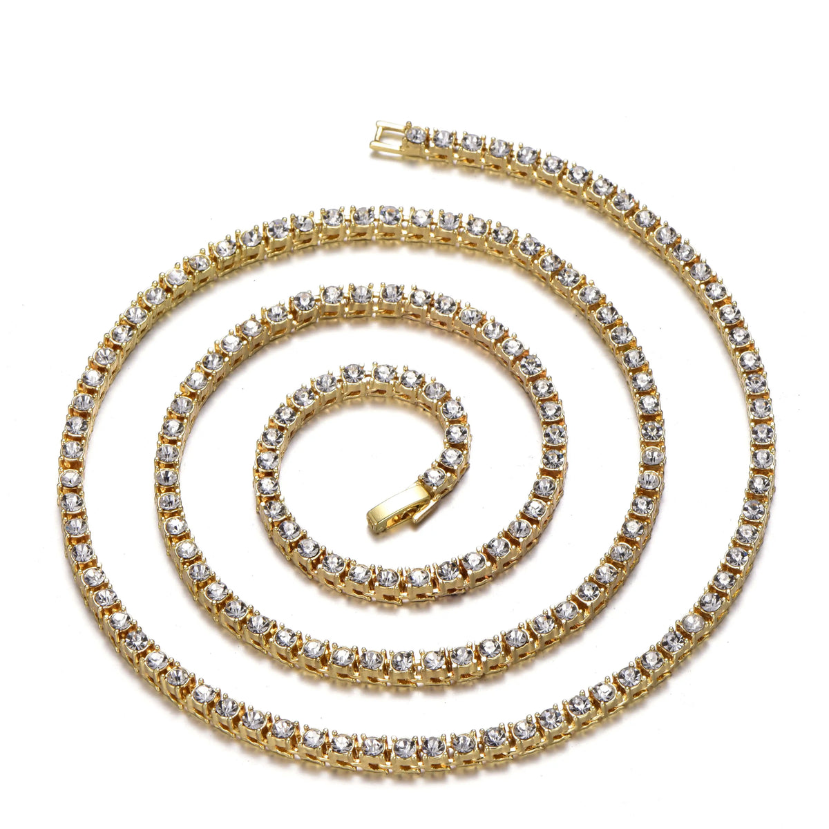 4MM Chain Iced Out Bracelet Necklace Men Fashion Jewellery Gift.