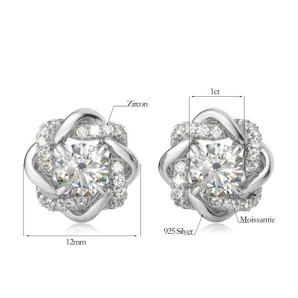 Luxury Quality Trendy Star Of David 2 Carat 6.5mm Moissanite Earrings Studs Pure 925 Silver Certificated Women's Jewellery Sale