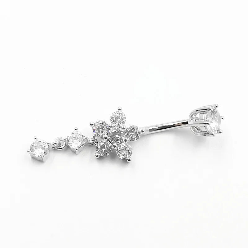 925 sterling silver Belly piercing fashion flower Navel Ring Body Piercing  Jewellery