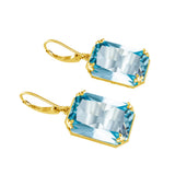 Real 100% 925 Silver Earrings Aquamarine 14K Gold Plated Drop Earrings Fine Jewelry.