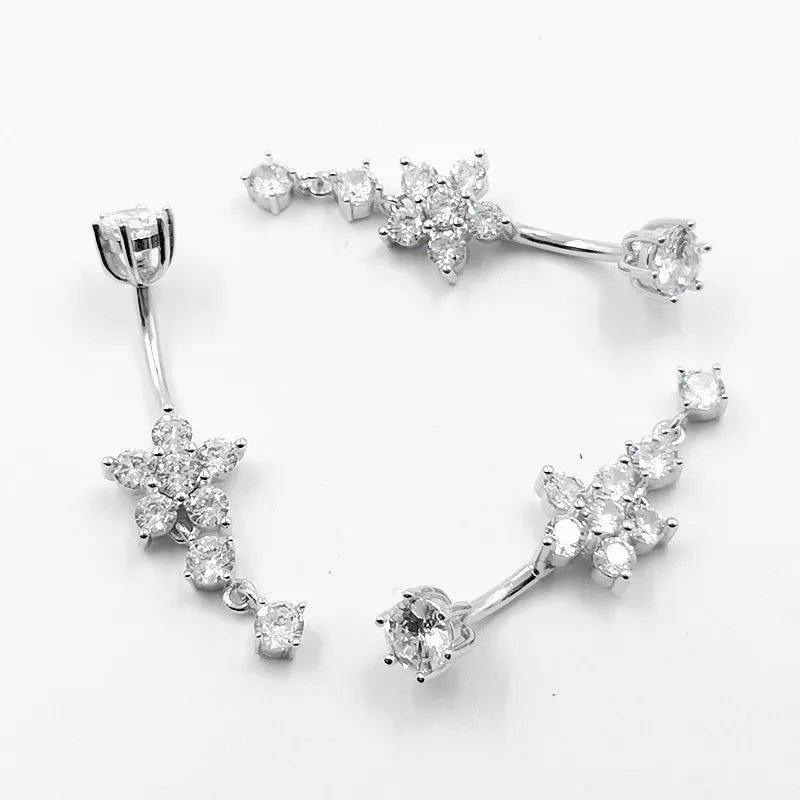 925 sterling silver Belly piercing fashion flower Navel Ring Body Piercing  Jewellery