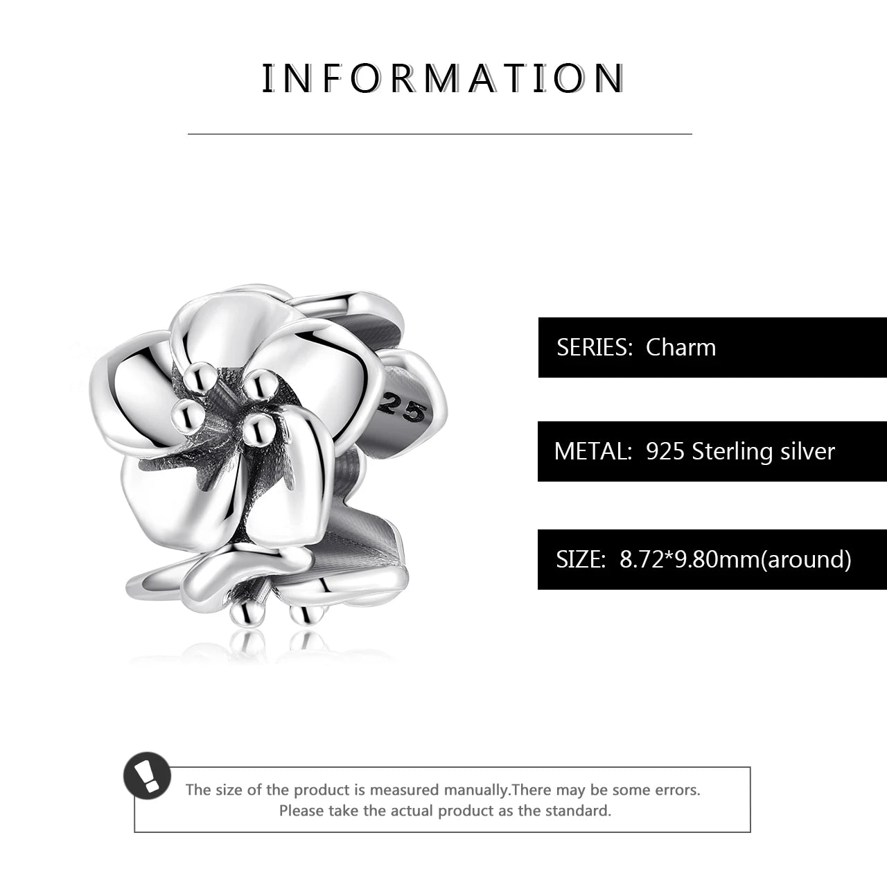 925 Sterling Silver Orchid Flowers Beads Charms Fit Original Fine Bracelets Bangles Jewelry Making