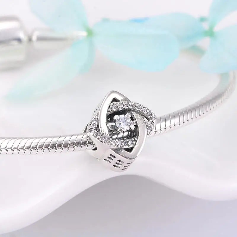 925 Sterling Silver Orchid Flowers Beads Charms Fit Original Fine Bracelets Bangles Jewelry Making