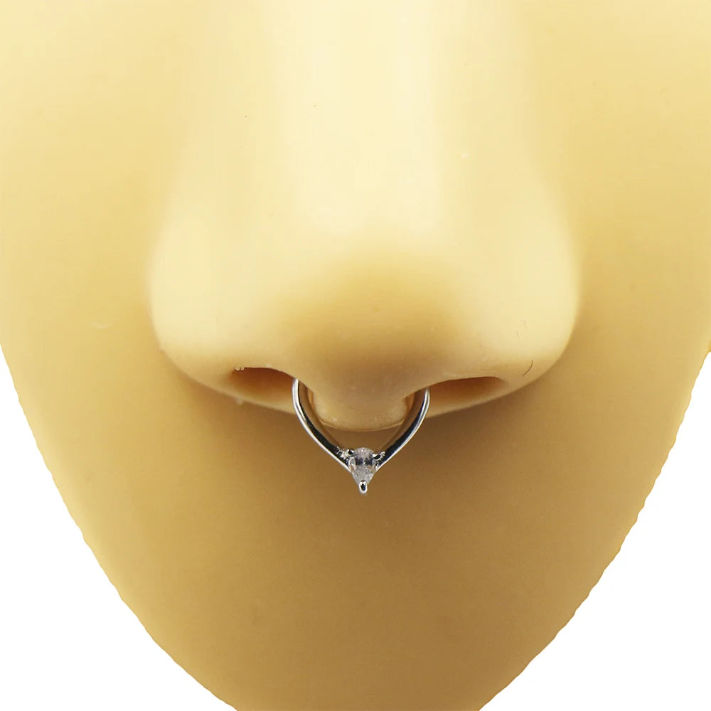 Water Drop Septum Piercing Nose Ring Clicker Cubic Zirconia Cartilage Dailly Earrings.