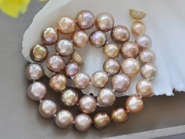 Metal-Lustre 17.5" 13mm Round Peacock Pink Lavender Edison Pearl Necklace