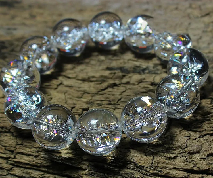 AAAAA Himalaya white crystal round 12/14/16/18/20mm  bracelet  7.5inch FPPJ  energy crystal nature beads