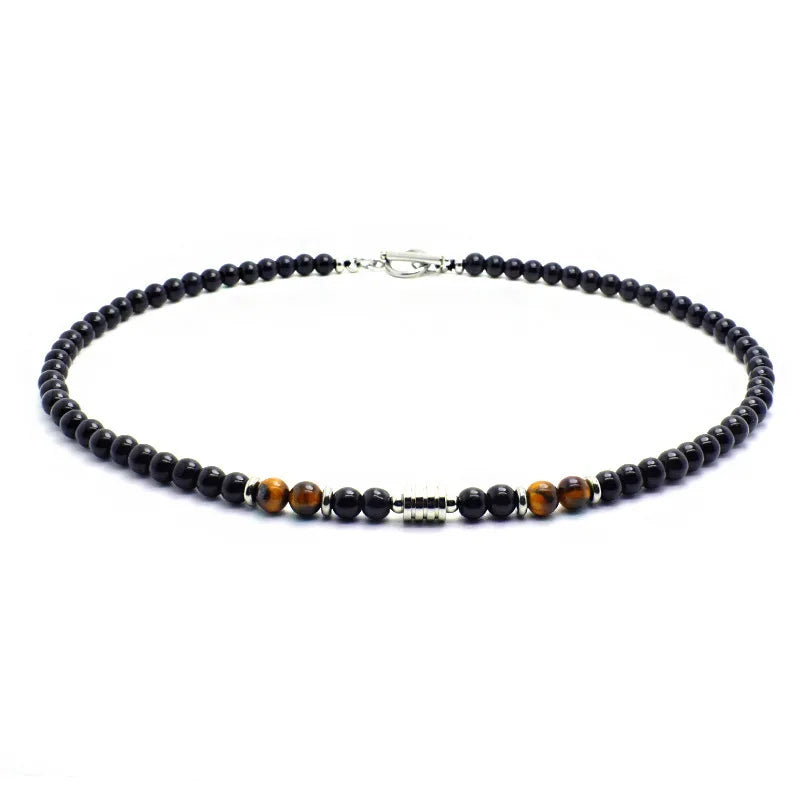 18 Inches Men Necklace 3 Color Options 6mm Obsidian Tiger Eyes Stone Neck Accessory Perfect Gift Jewellery.