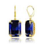 Real 100% 925 Silver Earrings Aquamarine 14K Gold Plated Drop Earrings Fine Jewelry.