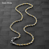 Men's Twisted Neck Rope Chain Stainless Steel Necklace for Women Punk Boy Silver and Gold Color Metal Jewelry Accessories Choker