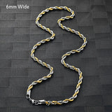 Men's Twisted Neck Rope Chain Stainless Steel Necklace for Women Punk Boy Silver and Gold Color Metal Jewelry Accessories Choker
