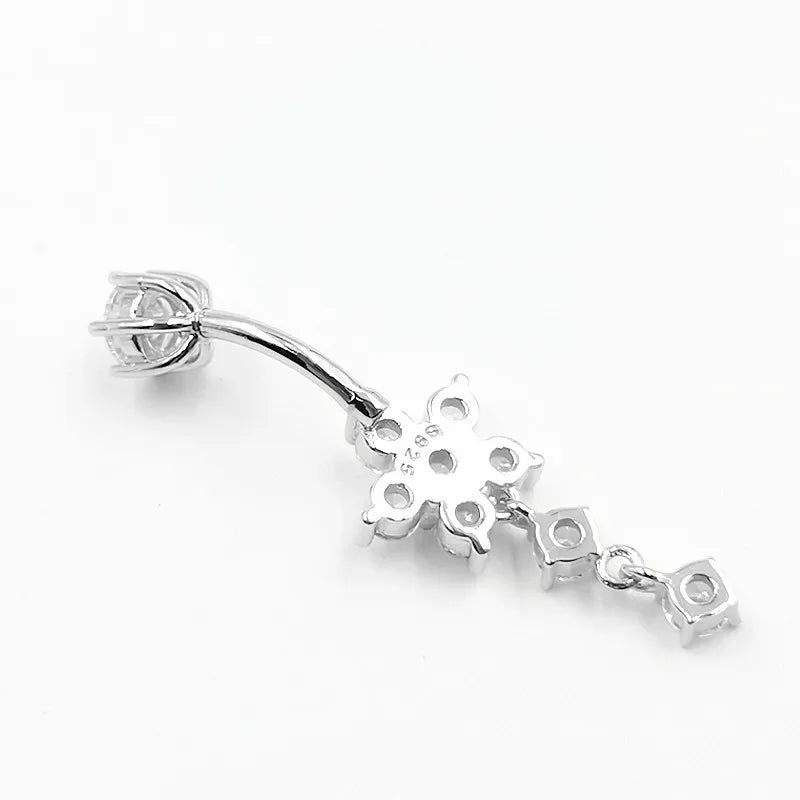 925 sterling silver Belly piercing fashion flower Navel Ring Body Piercing  Jewellery