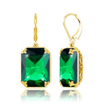 Real 100% 925 Silver Earrings Aquamarine 14K Gold Plated Drop Earrings Fine Jewelry.