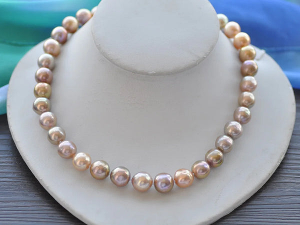 Metal-Lustre 17.5" 13mm Round Peacock Pink Lavender Edison Pearl Necklace