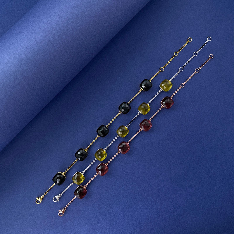 Cross-border New Japanese Style Small Fresh Square Crystal Gem Style Five Flower Bracelet Bracelet Simple Niche Original Design
