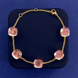 Cross-border New Japanese Style Small Fresh Square Crystal Gem Style Five Flower Bracelet Bracelet Simple Niche Original Design