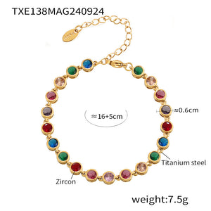 Txe138-gold mixed color zircon bracelet