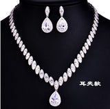 suit Water Drop Necklace and Earrings Zircon jewellery set Accessories