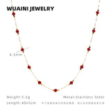 French Retro Interval Red Spinel Beaded Necklace Titanium Steel Electroplated 18K Gold High-grade Women's Clavicle Chain Light Luxury