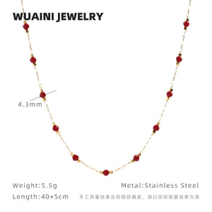 Wine red spinel clavicle chain