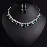 Chain zircon water drop necklace and earring dress earrings jewelry two-piece jewellery.