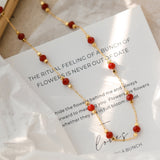 French Retro Interval Red Spinel Beaded Necklace Titanium Steel Electroplated 18K Gold High-grade Women's Clavicle Chain Light Luxury