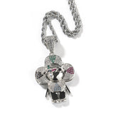 Gold-Plated Flower Design Pendant Copper Inlay 5A Zircon.