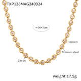 Steel Plated 18K Gold Colorful Round Bead Zircon Necklace Bracelet Super Flash Jewellery Set.