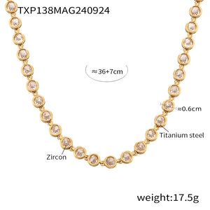 Txp138-gold white zircon necklace