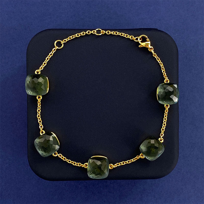 Cross-border New Japanese Style Small Fresh Square Crystal Gem Style Five Flower Bracelet Bracelet Simple Niche Original Design