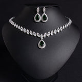 suit Water Drop Necklace and Earrings Zircon jewellery set Accessories